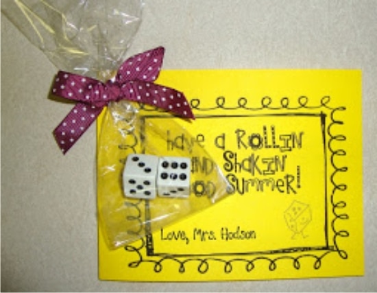 Teach Junkie: 17 Simple End of the school Year Student Gifts and Writing Activities - Rollin' and Shakin' Summer - add to a dollar store dice